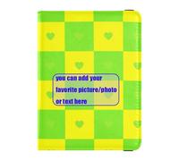 Buffalo Plaid Check Yellow Green Heart customize Leather Passport Holder Cover Wallet Passport Case Badge ID Vaccine Card Holder Wallet Lightweight, buffalo plaid check yellow green heart, One Size