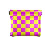 Buffalo Plaid Check Yellow Magenta Women's PU Leather Coin Purse Convenient Jewelry Organizer for Woman, buffalo plaid check yellow magenta, 1 size, Print Art, buffalo plaid check yellow magenta, 1
