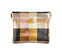 Buffalo Plaid Check Yellow Rose Gold Leaves Women PU Leather Coin Purse Waterproof Mini Card Holder Wallet for Women Travel, Buffalo Plaid Check Yellow Rose Gold Leaves, One Size, Print Art