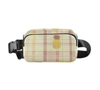 Buffalo Plaid Check Yellow Rose Gold Pineapple Fashion Fanny Waist Pack for Women Men Mini Sling Chest Bag with Adjustable Strap for Shopping Sports Work