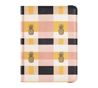Buffalo Plaid Check Yellow Rose Gold Pineapple Passport Holder Cover Wallet Passport Cover Lightweight