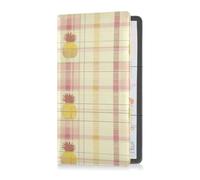Buffalo Plaid Check Yellow Rose Gold Pineapple Premium Leather Auto Registration Insurance & ID Card Holder Auto Truck Comparment Accessories Case for Essential Document, Driver License, Cards