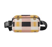 Buffalo Plaid Check Yellow Rose Gold Pineapple Stylish Waist Bag Fanny Pack for Women Men Teens Small Sling Chest Bag with Adjustable Strap for Shopping Sports Work