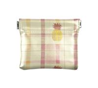 Buffalo Plaid Check Yellow Rose Gold Pineapple Women PU Leather Coin Purse Unique Card Key Organizer for Girls Ladies Handbag