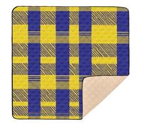 Buffalo Plaid Check Yellow Royal Blue Jellyfishs Soft Thick Baby Gym & Activity Mat for Indoor Outdoor Non-Toxic Baby Crawling Mat for Babies Infants Toddlers, 50'' x 50''
