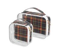 Buffalo Plaid Checked Retro 2 Pack Clear Large Toiletry Bag TSA Approved Transparent Small Cosmetic Bag Men’s Shaving kit