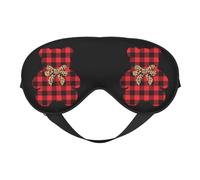Buffalo Plaid Christmas Bears Bow Eye Mask Sleep Mask Light BlockBlindfold Night Eyes Cover Soft Pressure-Free Eyeshade with Elastic Strap for Home Travel Office Nap Yoga