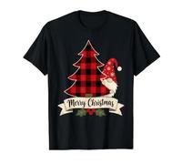 Buffalo Plaid Christmas Gnome Merry Christmas Tree Value Graphic T-Shirt, Men, Black, S