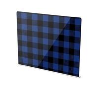 Buffalo Plaid Dark Blue Black Pattern Acrylic Cutting Board with Counter Lip Non Slip Clear Cutting Board for Kitchen Countertops Protector, Large Size 16”×13”