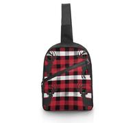 Buffalo Plaid Deer Crossbody Backpacks for Women Men Casual Cross Chest Bag Sling Pack Hiking Daypack