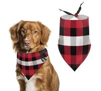 Buffalo Plaid Deer Dog Bandana for Small Medium Large Dogs Printing Pattern Adjustable Bibs Scarf Soft Washable Triangle Pet Costume Decor