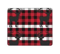 Buffalo Plaid Deer Mouse Pad Waterproof Gaming Mousepad for Office Computer Mousepads for Desk Pad with Non-Slip Rubber Base Washable Cloth Mouse Mat 8.3 x 10.3 in