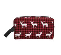 Buffalo Plaid Deer Print Toiletry Bag for Men Travel Toiletry Bag, Spacious Capacity Cosmetic Bag for Women