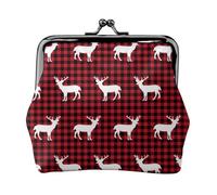 Buffalo Plaid Deer Small Wallets Woman,Wallets for Women,Coin Purse for Women,Small Womens Wallet,Small Makeup Bag for Purse