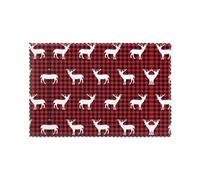 Buffalo Plaid Deer Table Placemats Set Of 6 12x18 Inch Heat Resistant Placemats Washable Party Kitchen Catering Decoration