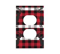 Buffalo Plaid Deer Wall Plates Decorative Light Switch Cover 1 Gang Outlet Covers Standard Size 5" x 3" Plug Covers Electrical Switchplate Home Decor for Bedroom Kitchen