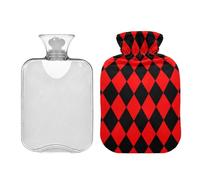 Buffalo Plaid diamonding Red Black Trendy Cute hot Water Bottle with Soft Cover 2L hotwater Bag for Hand Feet Warmer Sore Muscle bolsas para agua Caliente