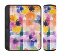 Buffalo Plaid Flowers 2 Pack car Seats Strap Covers Release Stress to Your Neck and Shoulders for Auto forro para cinturon de segurida