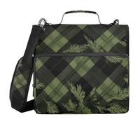 Buffalo Plaid Green Black 3 Rings Zipper Binder Organizer with Handle Waterproof Portable Home Travel Safe Storage Bag for School and Office