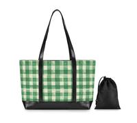 Buffalo Plaid Green Portable Womens Laptop Tote with Zipper Teacher Tote Bag for Nurses with Tablet bolsos secret para mujeres