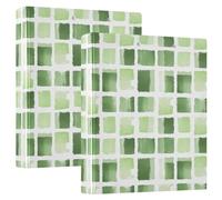 Buffalo Plaid Green Storage Binders with Interior Pockets 1 Pack 1.5" Assorted Binders Office Document Organizer Hardcover
