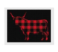 Buffalo Plaid Highland Cow Diamond Painting Kits Wall Arts Decor