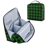 Buffalo Plaid Hunter Green Makeup Bag Travel Toiletry Bag | Stand-Up Large Cosmetic Bag, with Handle and Divider, for Vacation Essentials, 10x4.1x9.6 In