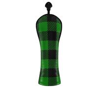 Buffalo Plaid Hunter Green Print Golf Club Covers PU Leather Golf Headcovers for Wood