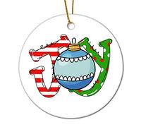 Buffalo Plaid Leopard Design Joy Ornament Christmas Tree Decoration Double Sided Keepsake Decor For Party Indoor Women 7.3Cm