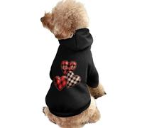 Buffalo Plaid Leopard Love Hearts Dog Hoodie Shirts Pet Clothes for Small Puppy Cat Costume 2XL