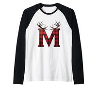 Buffalo Plaid M Antler Monogram Raglan Baseball Tee