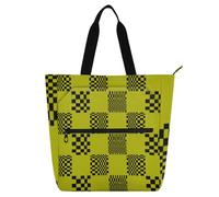 Buffalo Plaid Multi Check Black Yellow Children's Book Tote Bag for Kids Women Men, Gothic Waterproof Teacher Tote Bags Handbags with Inner Pockets for School and Playtime Rainbow school