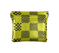 Buffalo Plaid Multi Check Black Yellow PU Leather Small Coin Unique Card Holder for Girls Women Ladies