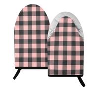Buffalo Plaid Pale Pink Black Oven Mitts Short Kitchen Oven Gloves