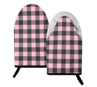 Buffalo Plaid Pink Black Oven Mitts Short Kitchen Oven Gloves