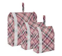Buffalo Plaid Plaid Scotland Peach Black White Purple 3 Set Packing Suitcases Stackable Wardrobe Storage Bag for Travel Travel Space Saving
