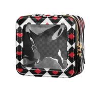 Buffalo Plaid Poker White Black Clear Mini Makeup Bag Small Cosmetic Bag for Purse for Traveling