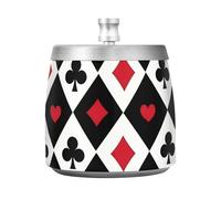 Buffalo Plaid Poker White Black2 Stainless Steel Cigarette Ashtray with Lid for Outside Patio Indoor, Cool Smokeless Cigar Ashtray Holder for Home Office Decor ceniceros para exteriores