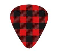 Buffalo Plaid Red Black Guitar Picks Gift Set - Smooth Durable Plectrums For Acoustic, Electric & Bass Guitar, Perfect Present For Guitar Lovers & Musicians