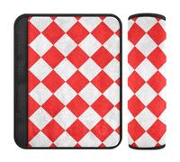 Buffalo Plaid Red White 2 Pack car seat Neck Strap Covers Release Stress to Your Neck and Shoulders for Airplane funda para cinturón de carro