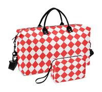 Buffalo Plaid Red White Decorative Travel Weekender Gear Bag Large Gym Bag with Adjustable Strap for Hiking Foldable bolsas Grandes para Mujer