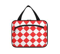 Buffalo Plaid Red White Hanging Make up Bags for Women with Hook, Designer Essentials Bag for Makeup for Travel Accessories for Women Travel organizador de maquillaje para L