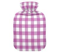 Buffalo Plaid Rose Red Hot Water Bottle with Cover for Pain Relief Hand Feet Warmer for Arthritis, 1L