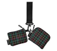 Buffalo Plaid Scotland Dark Green Red Women's Card Cases Change Holder Cute Fashion ID Card Holders Protector with Wristle Strap for Work Travel 2 Pcs, Dark Green Red, One Size