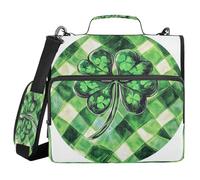 Buffalo Plaid Shamrock Round St 1.5 Inch 3 Ringing Zippered Binder Bag with Handle and Removable Shoulder Strap Multi-Pocket Portable Home Travel Storage Bag Suitable for Middle School