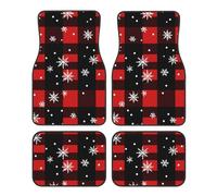 Buffalo Plaid Snowflake Car Mats 4 Pieces Vintage Universal Floor Car Mats Non-Slip Vehicle Carpet for SUV Van Truck Sedan