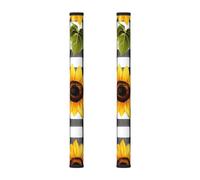 Buffalo Plaid Sunflower 2Pcs Refrigerator Door Handle Covers, Plaid Flower Kitchen Appliance Handle Cover for Fridge Microwave Stove Oven Dishwasher Decor