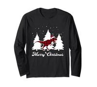 Buffalo Plaid T Rex Dinosaur Christmas Pajama Outfit Long Sleeve T-Shirt