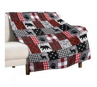 Buffalo Plaid Throw Blanket,Vintage Woodland Deer Bear Rustic Farm Animal Soft Plush Warm Cozy Flannel Chair Sofa Couch Picnic Travel Office Bedding Blankets, 70x80 in