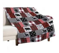 Buffalo Plaid Throw Blanket,Vintage Woodland Deer Bear Rustic Farm Animal Soft Plush Warm Cozy Flannel Chair Sofa Couch Picnic Travel Office Bedding Blankets, 60x80 in